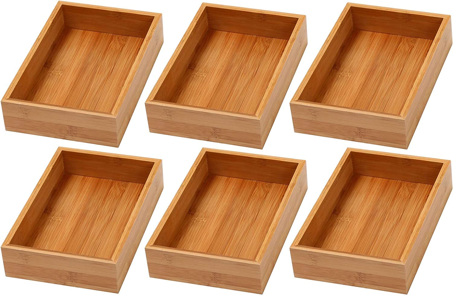 YBM Home Bamboo Drawer Organizer Storage Box for Kitchen Drawer, Junk Drawer, Office, Bedroom