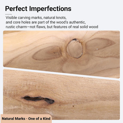 Athaliah Wooden Dough Bowl, 30 Inch Hand Carved Rustic Long Wood Dough Bowls for Decor, Vintage Decorative dough bowl for Table Centerpiece (30 Inch-Brown)