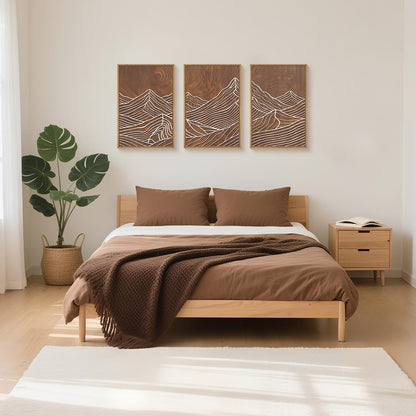 HPINUB Line Style Mountain Framed Canvas Wall Art Set, Vintage Tree Rings Wall Decor, Abstract Tree Spiral Wall Painting, Modern Nature Art Prints for Living Room,Bedroom,Farmhouse-16 x24 x3