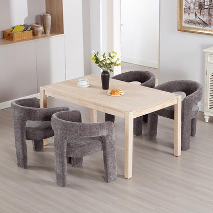 Charcoal Grey Chenille Dining Chairs Set of 2, Modern Barrel Dining Room Chairs Upholstered Accent Chair with Arms and Round Back for Living Room Kitchen Armchair No Assembly Needed