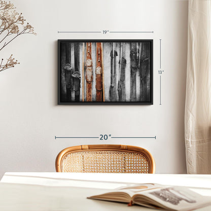 ElephantStock Ski Collection Wall Art - Horizontal Framed Canvas - 1-Piece Bathroom Wall Decor - Photography sports Canvas Print - Brown and Black Decor for Wall - 19" X 13"