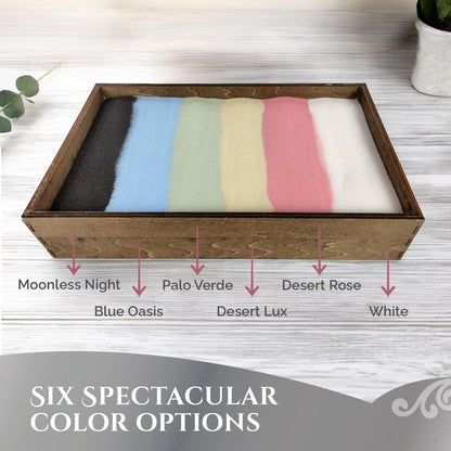 Wooden Stackable Zen Garden | Desert Luxe Sand with Rake & Accessories | Minimalist Decor Gift for Relaxation
