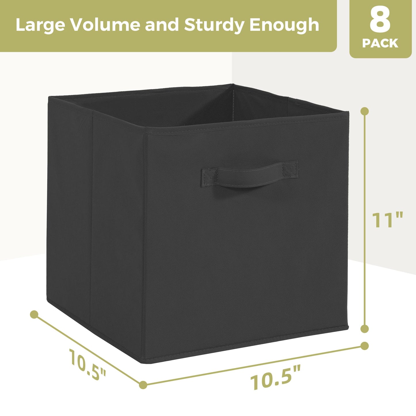 STORAGEIDEAS Storage Cubes, 11 Inch Cube Storage Bins, Set of 8, Fabric Foldable Storage Bins With