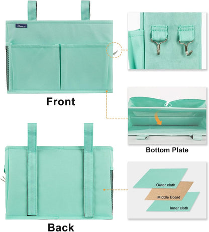 Surblue Caddy Hanging Organizer Bedside Storage Bag for Bunk and Hospital Beds, Green, Small