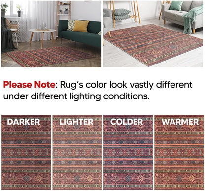 Keen Home Design 2x12 Rug - Machine Washable Runner Rug with Non-Slip Backing, Ideal for Hallway, Entryway, Kitchen, Laundry Room - Vintage, Easy Clean, Durable, Low Pile - (2'6" x 12')