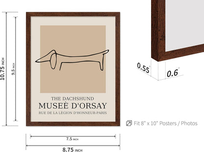 Poster Master Vintage Poster - Retro Minimalist Print - Gift for Artist, Housewarming - Dachshund Dog, Line Drawing, Abstract - Wall Decor for Living Room, Bedroom, 16x20 Brown Framed
