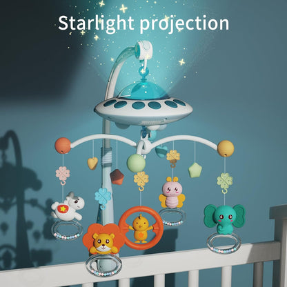 Eners Crib Mobile Music Box, Baby Mobile Spinner with Lights, Rotation, Moon and Star Projection, Crib Toys Attachments for Boys Girls (Music Box Blue)