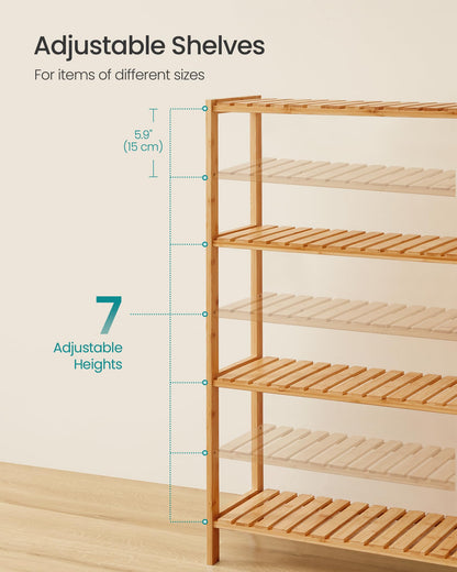 SONGMICS 4-Tier Bamboo Shelf, Freestanding Bathroom Storage Rack