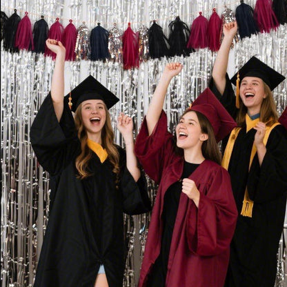 Tassel Garland Tissue Paper Tassel Banner,Tassels Party Decorations for Wedding,Birthday,Bridal/Baby Shower,Pack of 15 (Burgundy/Black/Silver)