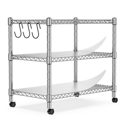 Heavy Duty 3-Shelf Shelving Unit, 24.02" W x 13.78" D x 21.97" H Chrome Steel Storage Rack with