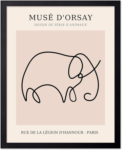 Poster Master Vintage Poster - Retro One Line Elephant Drawing Print - Elephant Art - Minimal Gift for Men, Women, Animal Lover - Abstract Wall Decor for Home, Office - 11x14 UNFRAMED Wall Art