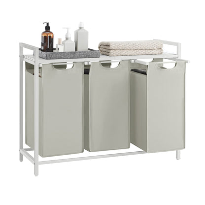 VASAGLE Laundry Hamper, Laundry Basket, Laundry Sorter with 3 Pull-Out and Removable Bags, Shelf