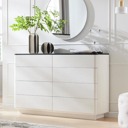 8 Drawer Dresser for Bedroom, 52 Inch Wide Modern Chest of Drawers, Push-to-Open Wood Storgae Organizer with Large Drawers for Bedroom, Living Room, Hallway, Off White