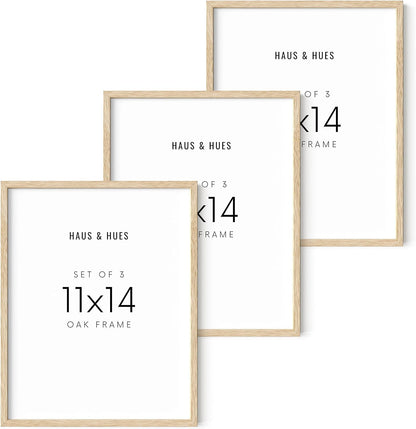 HAUS AND HUES Picture Frame, Beige Oak Wood, 11x14 inches, 3 Pack