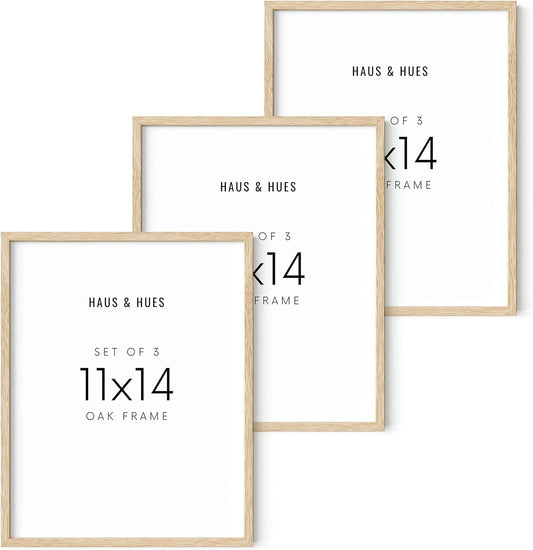 HAUS AND HUES Picture Frame, Beige Oak Wood, 11x14 inches, 3 Pack