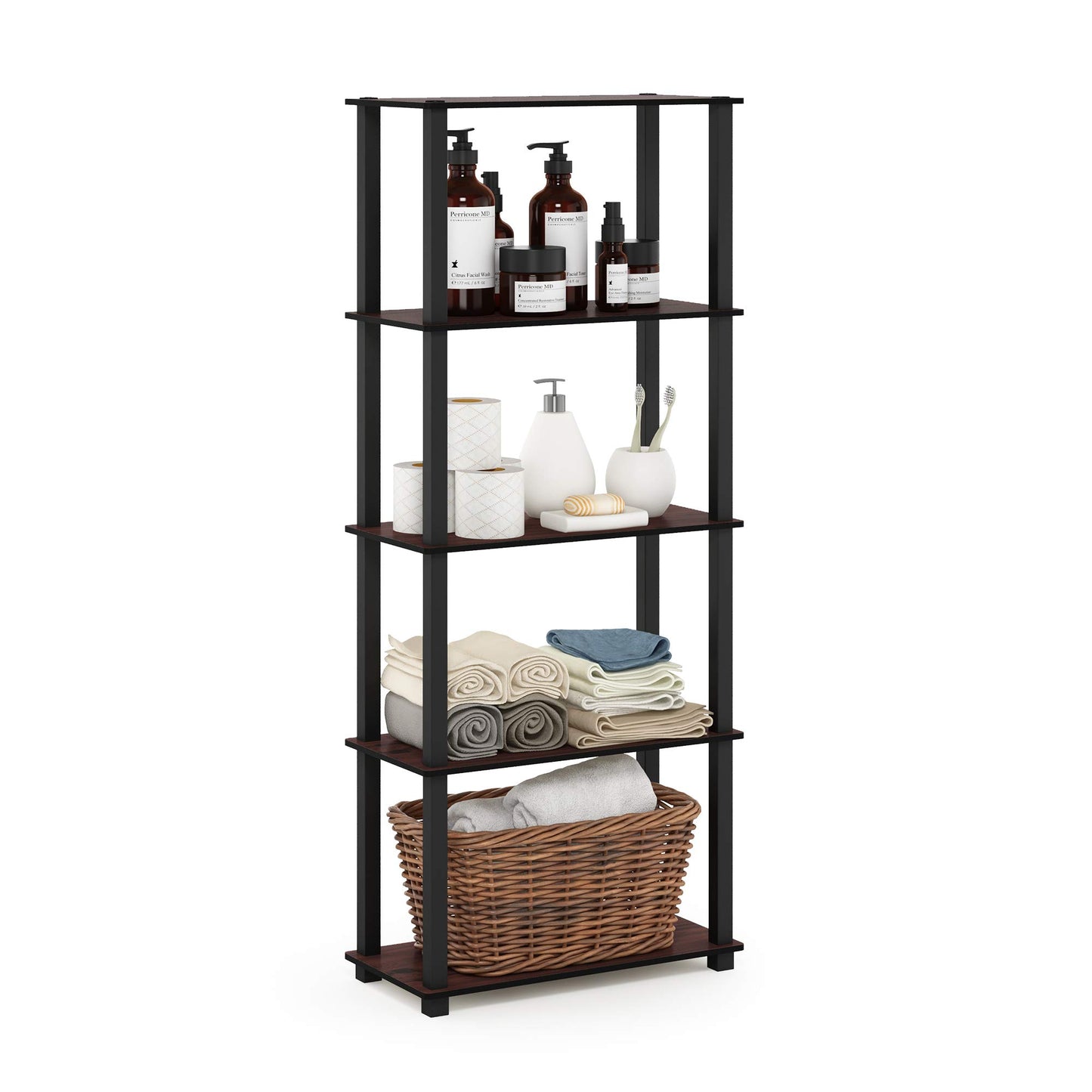 Furinno Turn-N-Tube 5-Tier Multipurpose Shelf / Display Rack / Storage Shelf / Bookshelf, Square