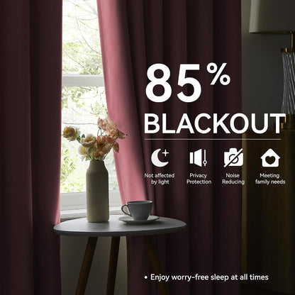 KangBang Solid Pink Room Darkening Curtains 108 Inches Long, Pinch Pleated Thermal Insulated Luxury Window Treatments for Girls Bedroom Living Room with Hooks(40"x108"x2)