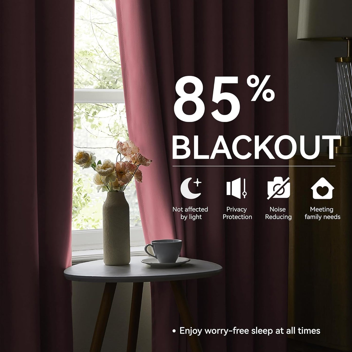 KangBang Rose Pink Blackout Curtains for Girls Bedroom 2 Panels, Light Blocking Pinch Pleat Vertical Drapes with Hooks for Nursery, Solid Privacy Elegant Modern Decor,40x84 Inch