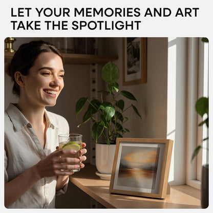 Homeforia 8x8 Picture Frames Wood, High-End Natural Oak 8 x 8 Square Frames with Mat 6 by 6 inch Photo, 8by8 Light Wooden Frames Matted to 6x6 Print, Tabletop Frame, Tempered Glass, Wall Kit, Set of 1