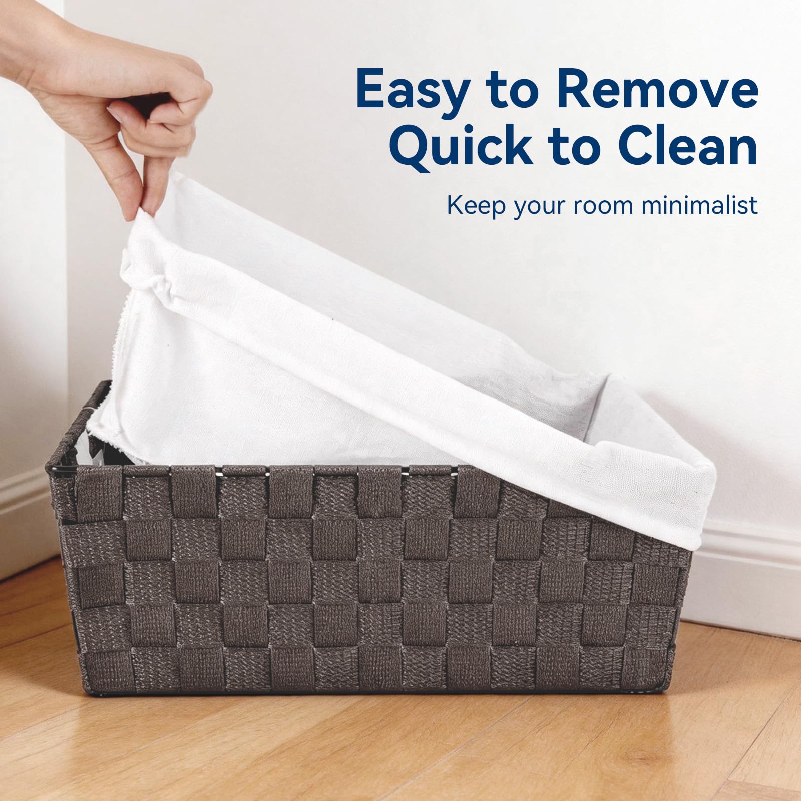 Whitmor Woven Strap Liner Shelf Tote,Storage Basket,Espresso