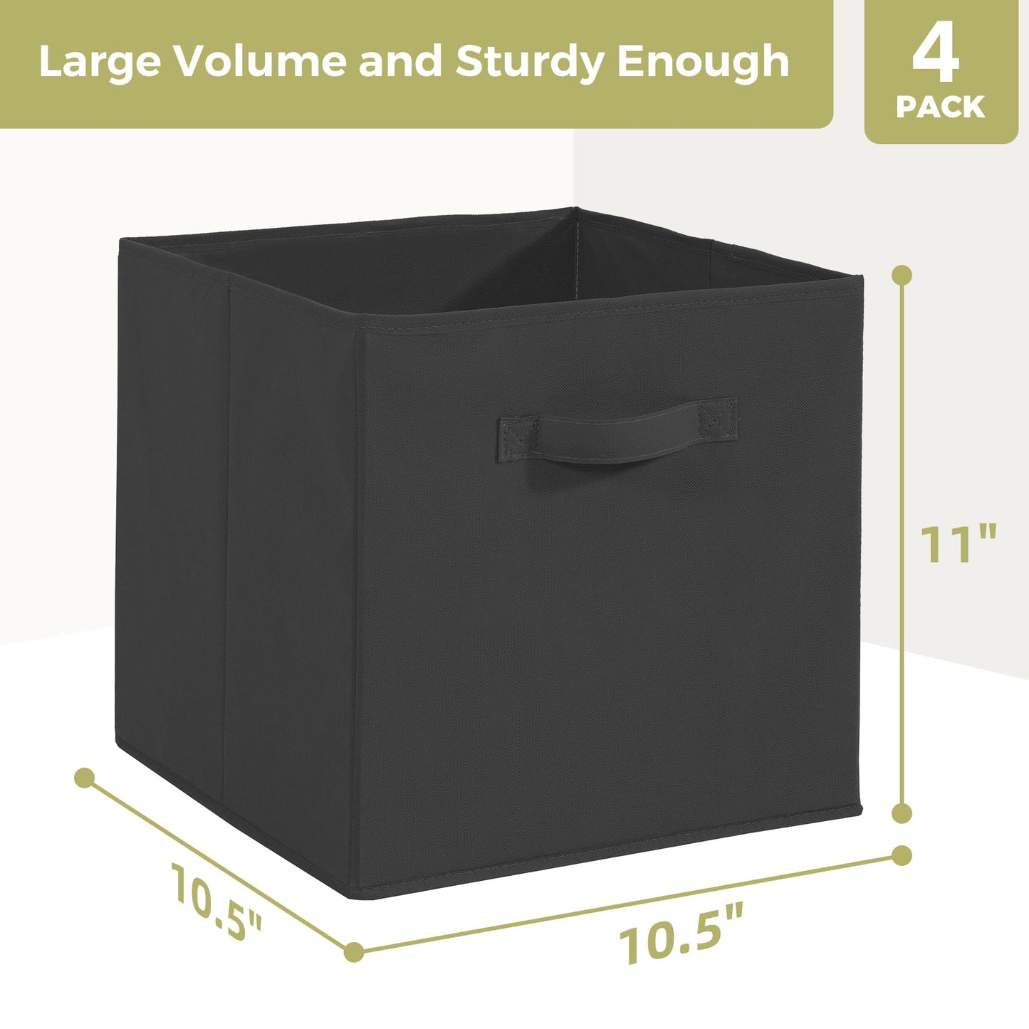 STORAGEIDEAS Storage Cubes, 11 Inch Cube Storage Bins, Set of 4, Fabric Foldable Storage Bins With