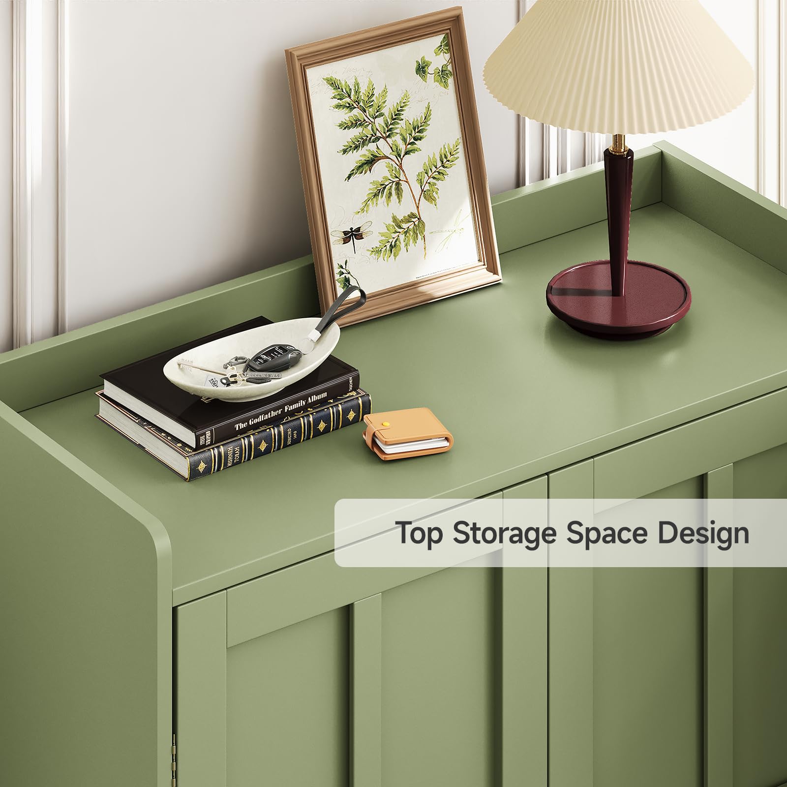 ComfyCorner Shoe Cabinet with Cross Molding Doors, 6-Tier Storage, Green