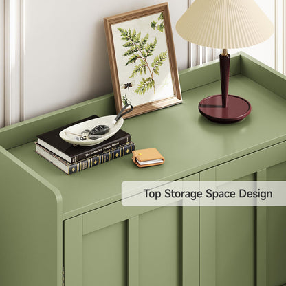ComfyCorner Shoe Cabinet with Cross Molding Doors, 6-Tier Storage, Green