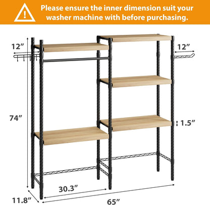 Double Row Over Washer and Dryer Storage Shelves, Laundry Room Organization and Storage, Heavy Duty Laundry Room Shelves, with Adjustable Height, 5-Tier