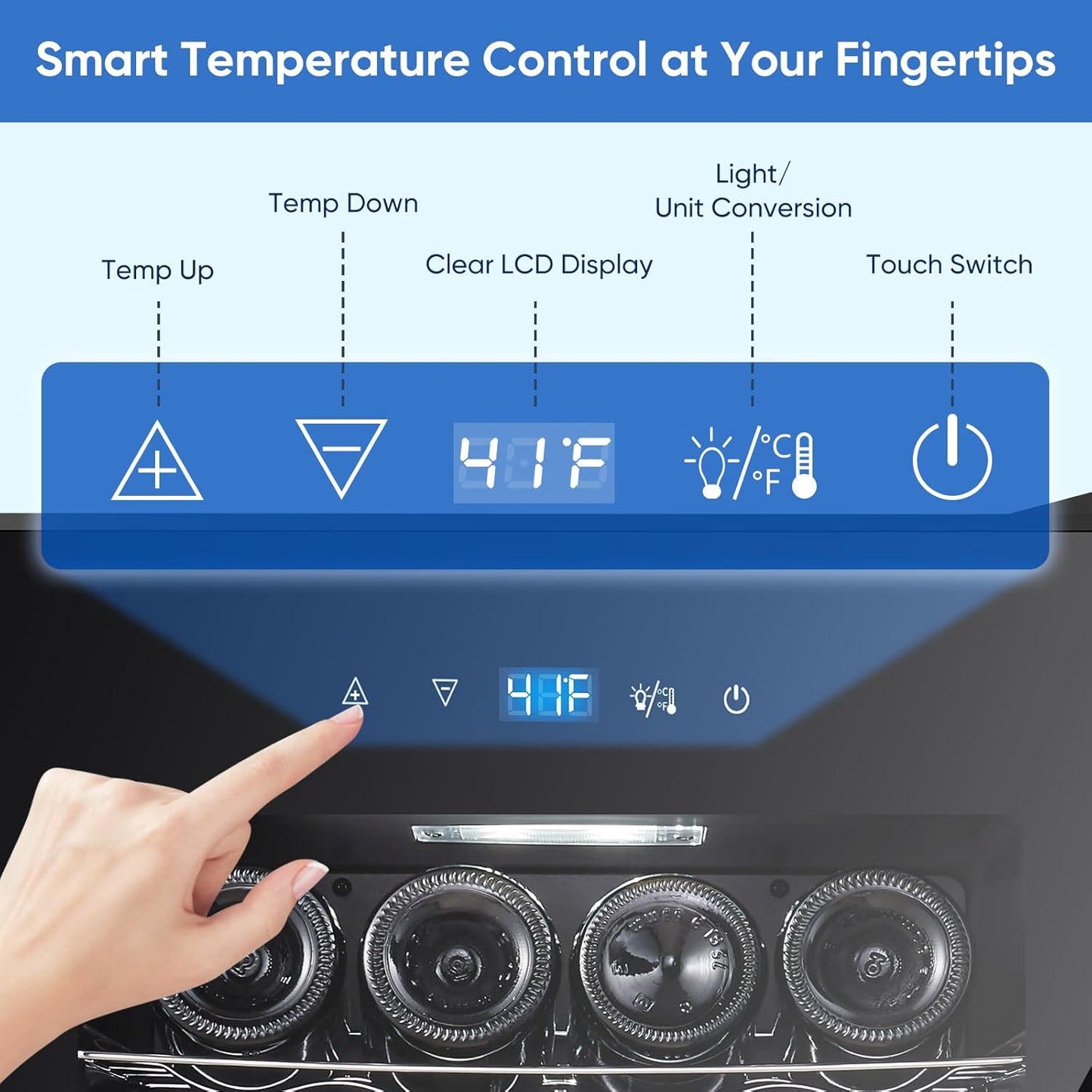 24 Bottle Compressor Wine Cooler Refrigerator with Lock, Freestanding Wine Fridge, 41°F-64°F Digital Temperature Control, Large Wine Cellar for Red, White, Champagne, and Sparkling Wine ??Black