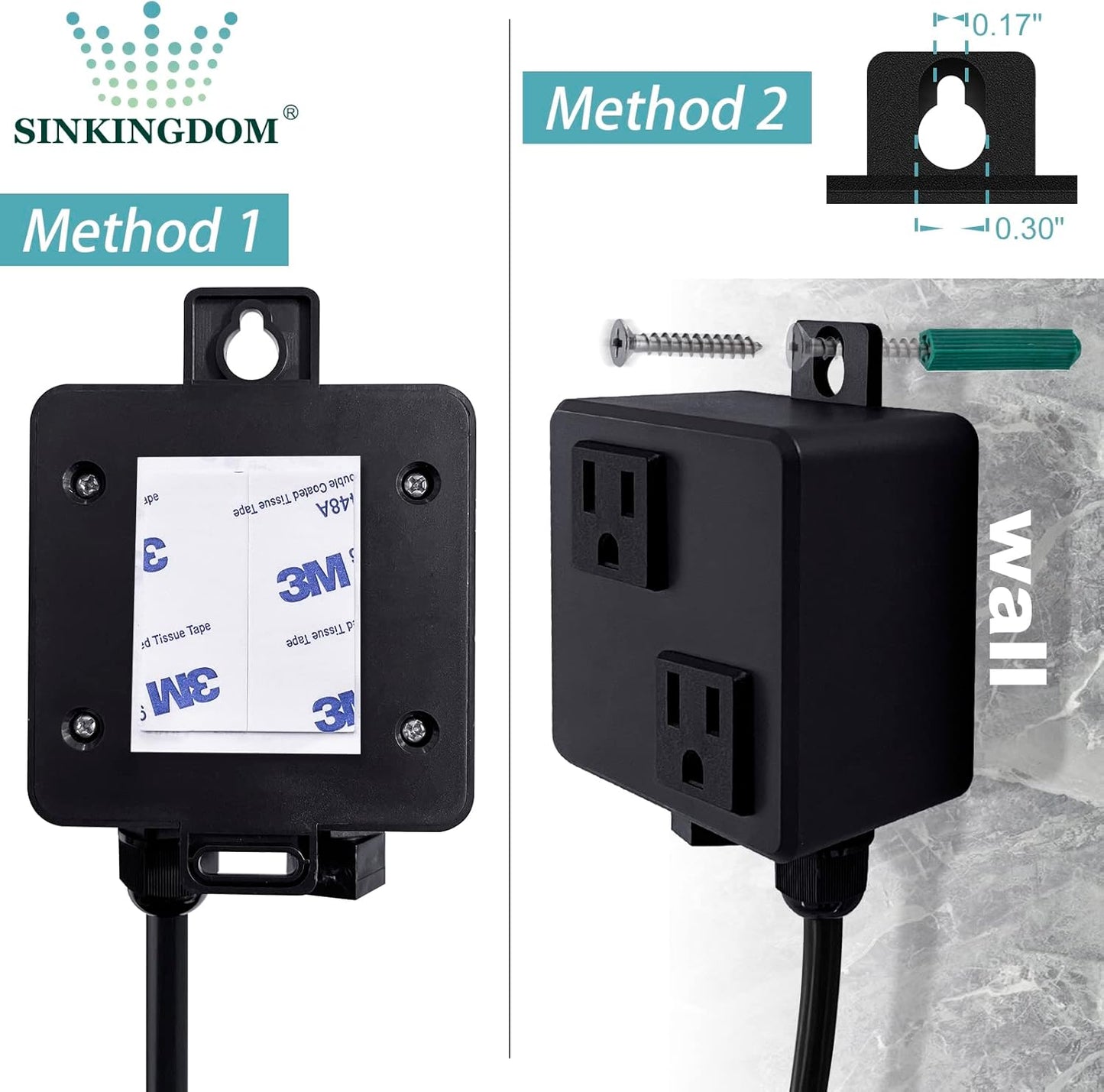 SinkTop Air Switch Kit (Long Full Brass Button) for Disposal, Dual Outlet, (Matte Black)