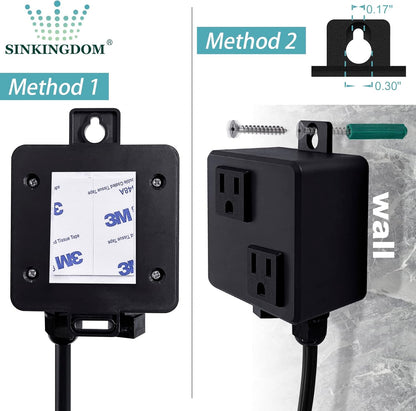 SinkTop Air Switch Kit (Long Full Brass Button) for Disposal, Dual Outlet, (Matte Black)