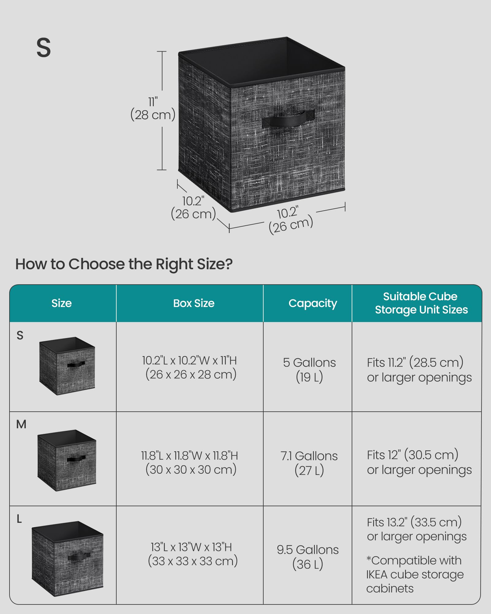 SONGMICS Storage Cubes, Set of 10, 11-Inch Foldable Closet Organizers