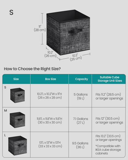 SONGMICS Storage Cubes, Set of 10, 11-Inch Foldable Closet Organizers