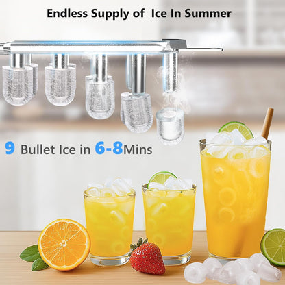 Water Dispenser with Ice Maker Function, Top Loading Hot and Cold Water Cooler for 5 Gallon Bottle - Includes Child Safety Lock - Water Machine for Home, Office, Garage - White