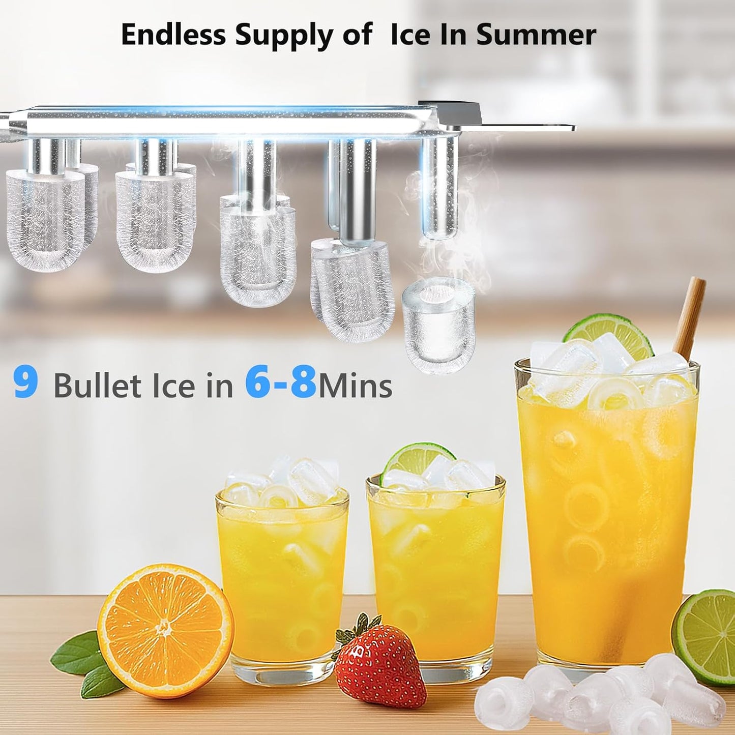 Water Dispenser with Ice Maker Function, Top Loading Hot and Cold Water Cooler for 5 Gallon Bottle - Includes Child Safety Lock - Water Machine for Home, Office, Garage - Black