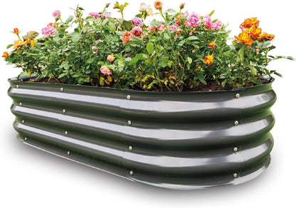 Gardmax Galvanized Raised Garden Bed, Lightweight Planter Boxes Outdoor with Easy Assembly, Large Garden Bed for Vegetables, Fruits, Flower Dark Grey