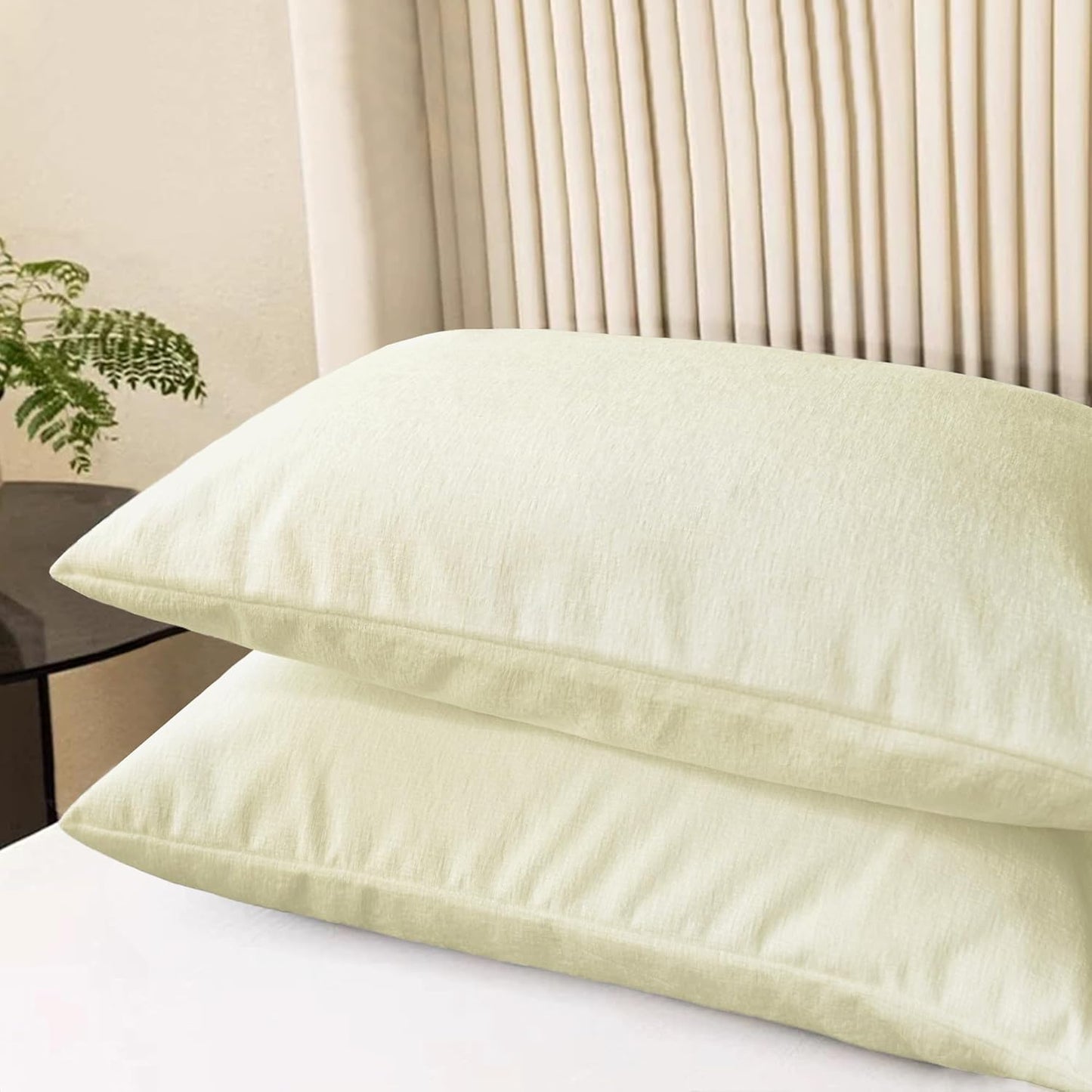 CaliTime Throw Pillow Covers Decorative 20 X 26 Inches Pack of 2 Cozy Chenille Standard Pillow Shams Cases for Couch Sofa Bed Living Room Home Beige