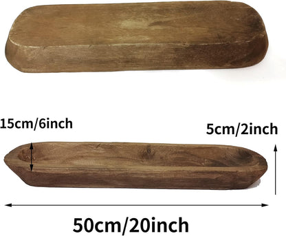 Wooden Dough Bowl Decor, Vintage Wooden Bowl Hand Carved Home Decor for Dining Table Center, Living Room, Kitchen Decor. (20inch brown)