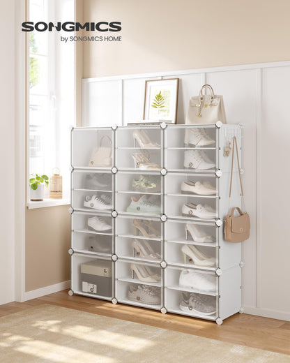 SONGMICS Shoe Rack, 12-Tier with Doors, 48-Pair Storage Cabinet