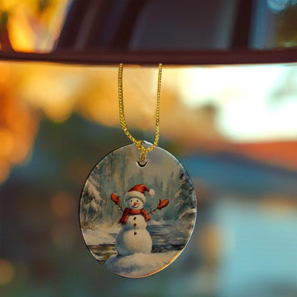 Winter Christmas Snowman Ceramic Ornament Gifts, Rustic Winter Christmas Decorative Hanging Ornaments for Xmas Tree Holiday Party Decoration, Snowman Xmas Tree Decorations