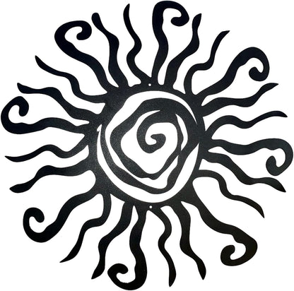 Riverside Designs Wacky Sun Metal Wall Art Indoor/Outdoor Decor - 12" Black Rust Proof Wall Sculpture - Made in USA - Ideal for Bedroom, Garden, Home, Patio and Farmhouse
