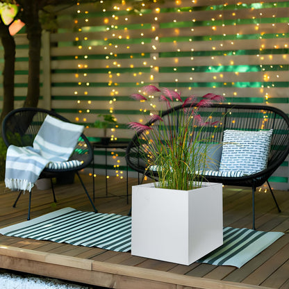 Galvanized Steel Black Planter Box Square 27.6 in Metal Large Planter Box Outdoor Indoor Huge Cube Heavy Duty Flower Pot Modern Commercial Residential for Patio, Deck, Yard, Garden