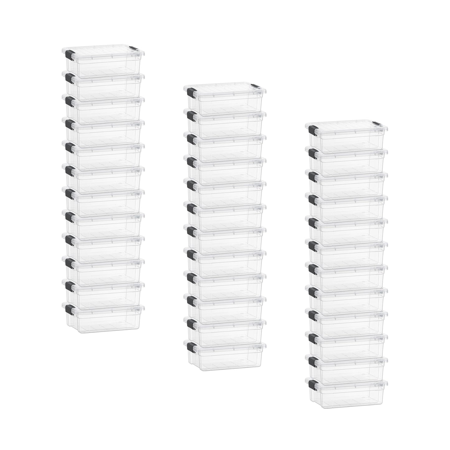 Superio Clear Storage Box with Lid, 2.3 Quart Plastic Container Bins for Organizing, Stackable