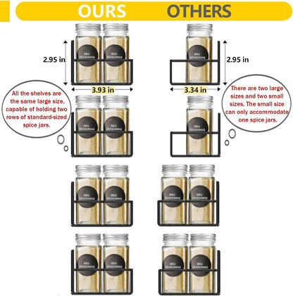 Magnetic Spice Rack Organizer for Fridge Seasoning Organizer for Kitchen storage with Screw or Adhesive Hanging,Magnetic Shelf with Hook for Refrigerator and Oven (Black, 5pack)