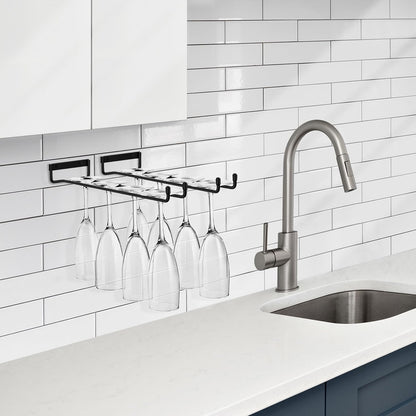 Sorbus Wine Glass Holder - 12 Inch Wall Mounted Wine Glass Rack for Under Cabinet Organization and Storage - Kitchen Shelves for Home Bar Holds Up to 4 Stemware Wine Glasses Each, 16 Total (4 Pack)