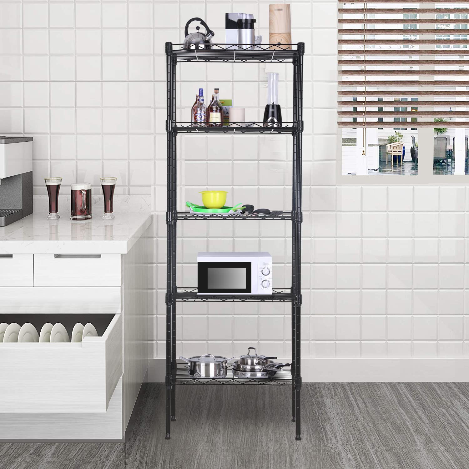 BestOffice Adjustable NSF-Certified Metal Shelf Wire Shelving Unit Storage for Small Places