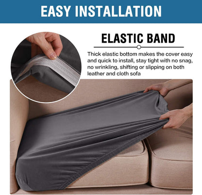 H.VERSAILTEX Velvet Stretch Couch Cushion Cover Plush Cushion Slipcover for Chair Loveseat Sofa Cushion Furniture Protector Seat Cushion Sofa Cover (3 Piece Sofa Cushion Covers, Grey)