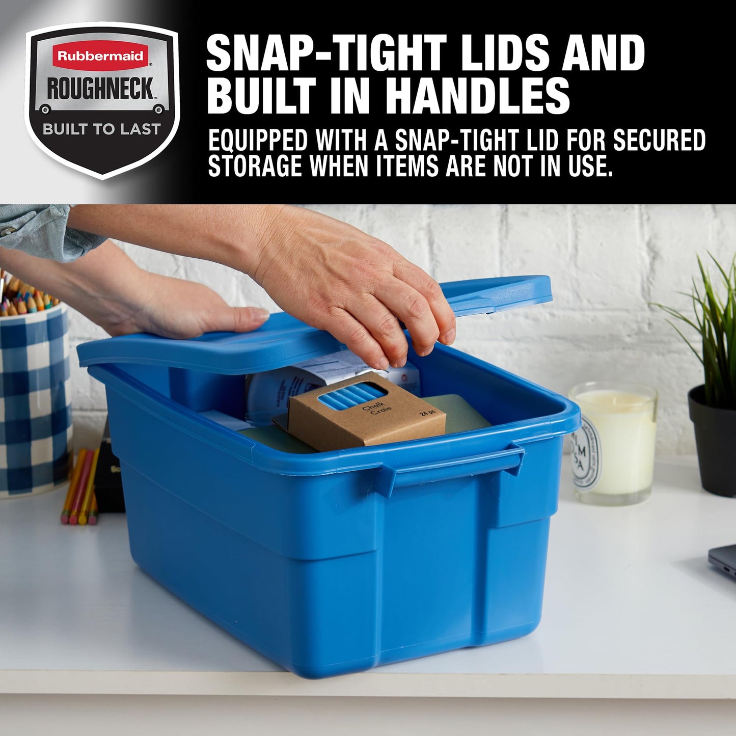 Rubbermaid Roughneck️ 3 Gallon Storage Totes, Pack of 6, Durable Stackable Storage Containers with