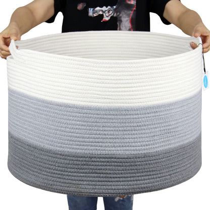 Casaphoria XXXLarge Cotton Rope Basket for Living Room - Woven Storage Basket with Handle for