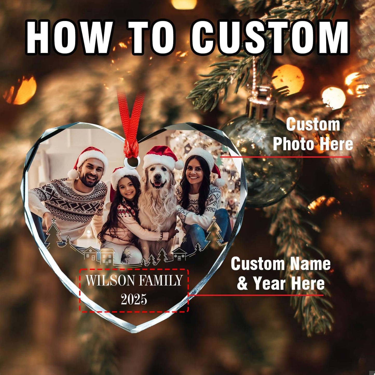 Personalized Christmas Photo Ornament, Custom Crystal Ornaments, Custom Christmas Ornament for Mom/Dad, Personalized Ornaments with Name